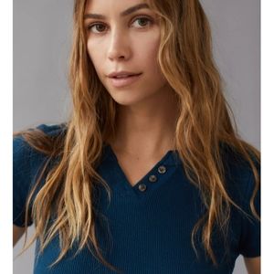 BDG Henley Short Sleeve Top, XXL